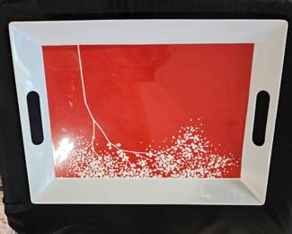 Red Floral Serving Tray