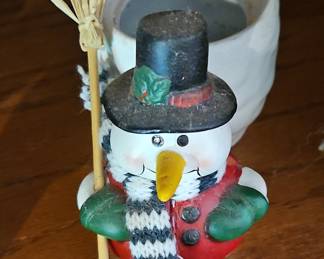 Snowman with Broom Figurine