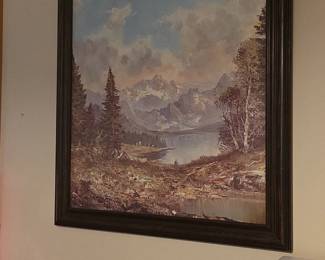 Mountain Lake Landscape Painting by A. Wilmer