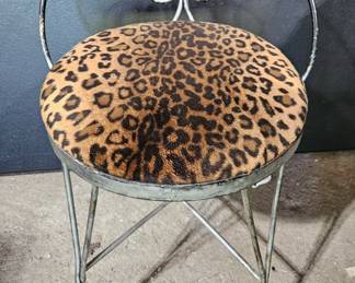 Leopard Print Vanity Stool