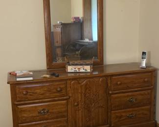 American of Martinsville Oak Dresser with Mirror second image