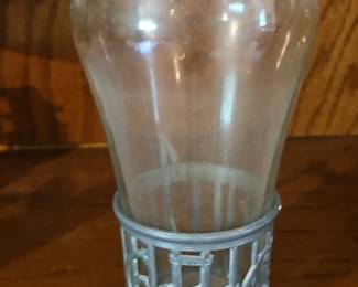CocaCola Glass Tumbler with Pewter Holder