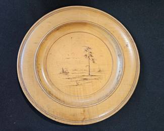 Carved Wooden Plate Landscape