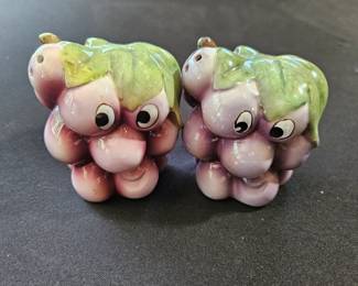 Anthropomorphic Grape Salt and Pepper Shakers