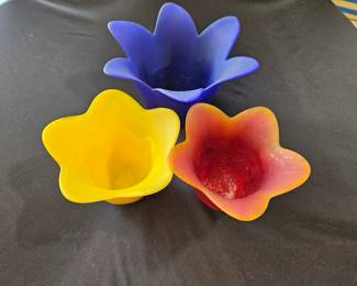 Blown glass flower bowls