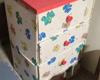 Vintage Teddy Bear Cardboard Drawer Chest