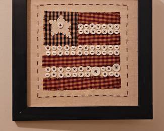 Framed Button Americana Flag Art