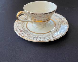 Gold Floral Teacup and Saucer