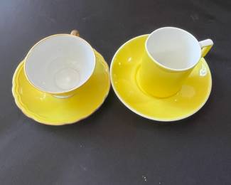 Yellow Melamine Cups and Saucers second image
