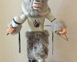 Kachina Wolf Doll With Buffalo Sculpture