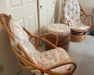 Vintage Rattan Swivel Rockers