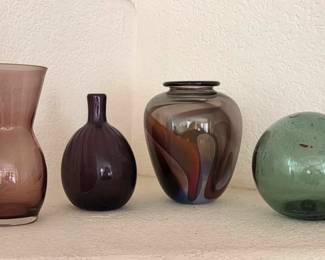 Purple Green Glass Some Signed