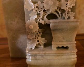 Ornate Soapstone Bookends