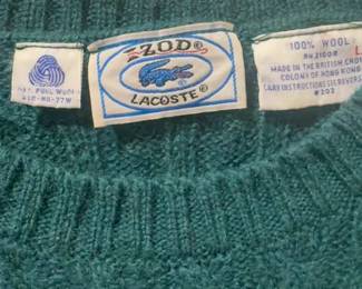 (L)Vintage Izod Lacoste Cable Knit Wool Sweater