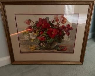 (19”x22”)Framed Floral Still Life Watercolor Print