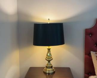 Polished Brass Table Lamp with Black Drum Shade