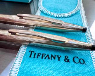 Tiffany & Co. Sterling Silver Ballpoint Pen and Pencil Set with Original Box, paperwork and pouches 
