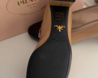 Prada Saffiano Leather Cap-Toe Block Heel Pumps (6 1/2)