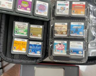 Nintendo DS Bundle w/ 13 games, cases, instructions, two batteries, charger & carrying case