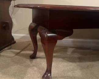 (35”x49”x16”)Cherry Wood Coffee Table with Queen Anne Legs