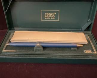 Cross Classic Century Blue and Gold Ballpoint Pen with Pouch and Gift Box