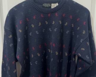 Brooks Brothers Vintage Made in Italy Wool Paisley Pattern Sweater