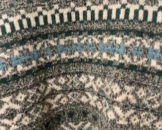 100% Pure Wool Geometric Hand Knit Italian Crewneck Sweater