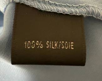Lafayette 148 New York Blue Silk 100% Satin Button-Down Blouse(Size 6)