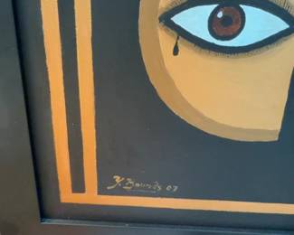 Abstract Surrealist Eye Painting Signed Y. Bounds '07
