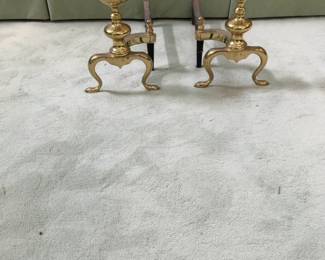 Pair of Brass Ball Top Fireplace Andirons