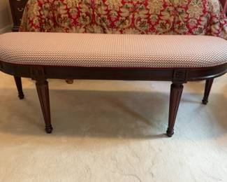 56”x19”x18” Neoclassical Style Upholstered Oval Bench