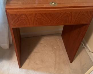 Mid-Century Modern Teak Floating Style Nightstand With Chair