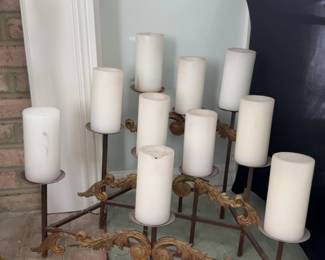 Metal Floor Candle Stand With Pillar Candles