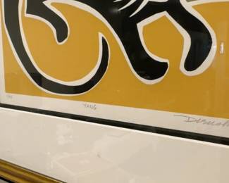 (21”x19”)Limited Edition Signed Serigraph “Yang” – Black Cat – 11/45 – Framed