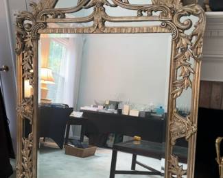 71”x48” Ornate French Rococo Style Gilt Wood Wall Mirror (DECORATIVE ARTS INC )