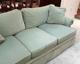 82”x37” Three-Cushion Skirted Sofa with Rolled Arms