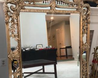 71”x48” Ornate French Rococo Style Gilt Wood Wall Mirror (DECORATIVE ARTS INC )
