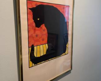  (24”x18”)Ellen Campbell Signed Limited Edition Serigraph – “Le Chat avec les Fleurs” – 12/200 (1976)