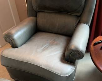 McKinley Leather Wingback Armchair with Matching Ottoman