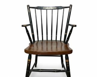 L. Hitchcock Black Harvest Stenciled Windsor Armchair