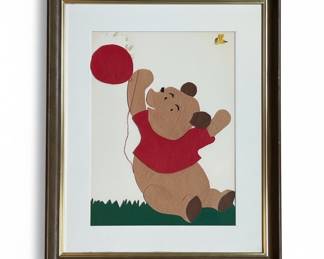 Framed Winnie the Pooh and Piglet Collage Art