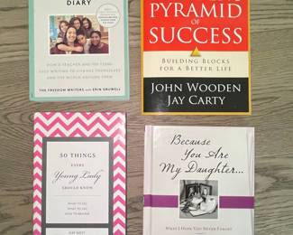 The Freedom Writers Diary, Coach Wooden's Pyramid of Success, 50 Things Every Young Lady Should Know, and Because You Are My Daughter