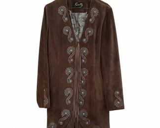 Scully Brown Velvet Western Jacket with Turquoise Embellishments and Fringe