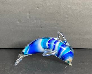 Murano Style Art Glass Dolphin Figurine