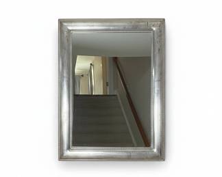 Silver Tone Rectangular Mirror with Beaded Frame