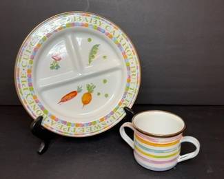 MacKenzie Childs Enamelware Divided Plate and Mug Set