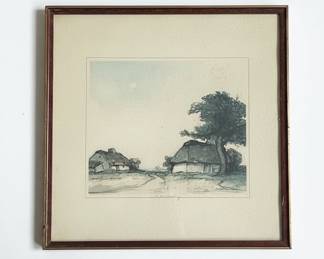 Framed Watercolor Etching by Dirk Baksteen