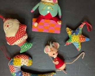 Vintage Handmade Fabric Christmas Ornaments