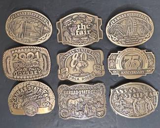 Kansas State Fair Commemorative Brass Belt Buckles