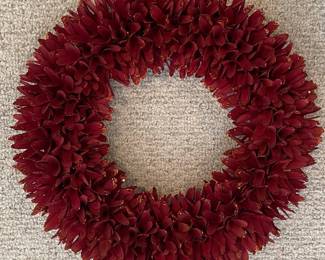 Burgundy Feather Wreath with Glitter Accents